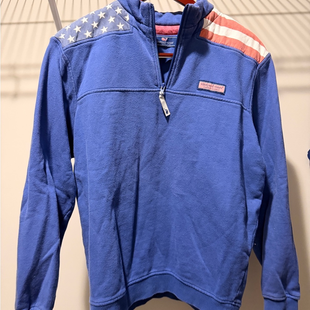 Vineyard Vines Shep Short American Flag Half-Zip Sweater